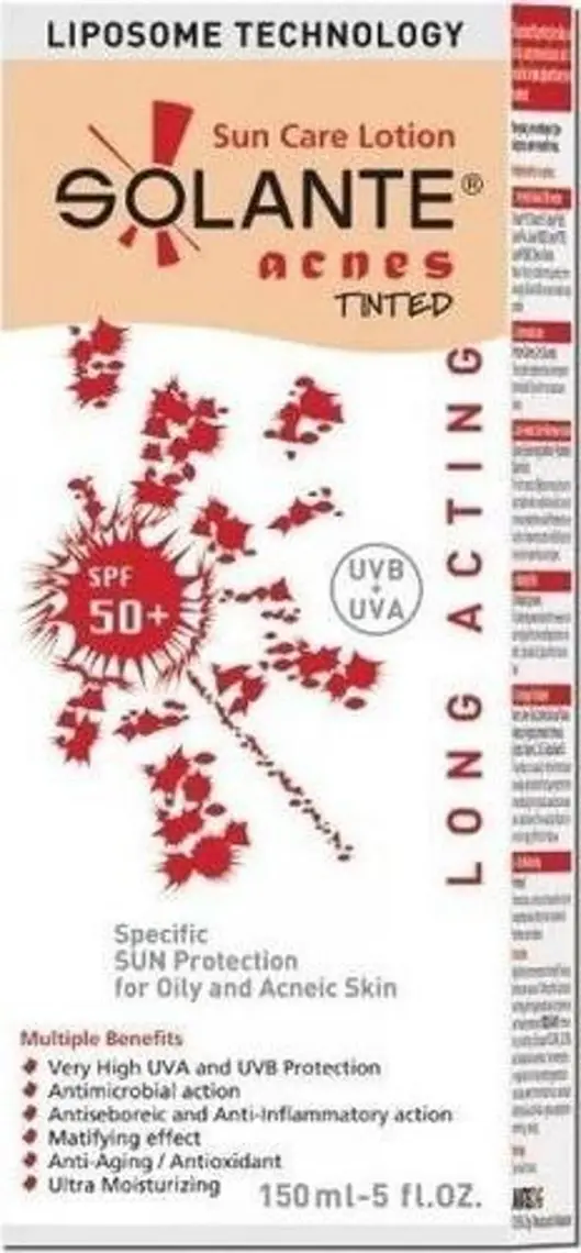 Solante Acnes Tinted Sun Care Lotion SPF50+ 150ml - Yağlı ve Akneli Ciltler İçin Renkli Güneş Koruyucu