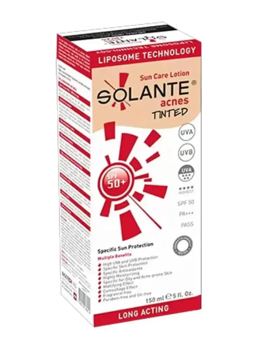 Solante Acnes Tinted Sun Care Lotion SPF50+ 150ml - Yağlı ve Akneli Ciltler İçin Renkli Güneş Koruyucu