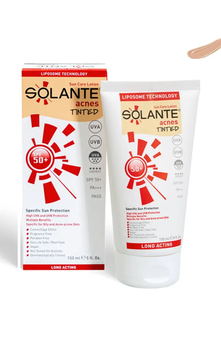 Solante Acnes Tinted Sun Care Lotion SPF50+ 150ml - Yağlı ve Akneli Ciltler İçin Renkli Güneş Koruyucu