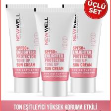 3 Adet Ton Eşitleyici yüksek Koruma Etkili Spf50 Aydınlatıcı Pembe Yüz Güneş Krem 50 ml