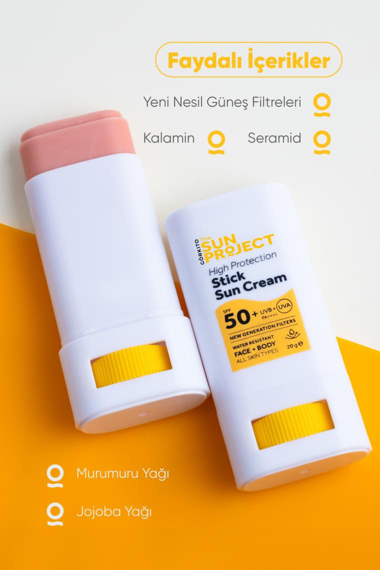 Görkito The Sun Project Yüksek Korumalı Yeni Nesil Filtreli Suya Dayanıklı Stick Güneş Kremi 50+ Spf Pa++++ 20 G