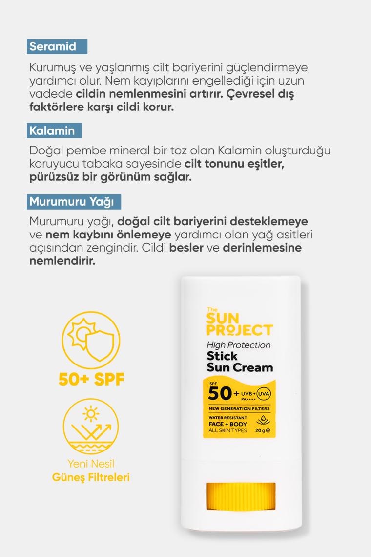 Görkito The Sun Project Yüksek Korumalı Yeni Nesil Filtreli Suya Dayanıklı Stick Güneş Kremi 50+ Spf Pa++++ 20 G