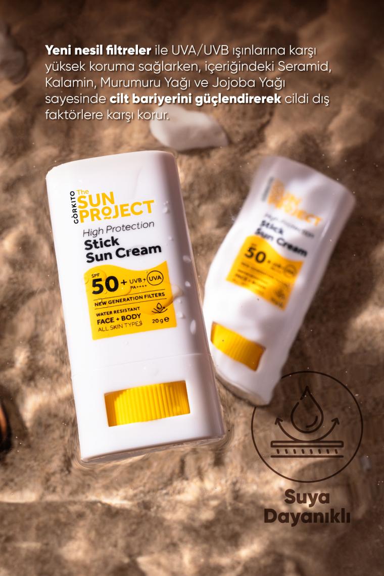 Görkito The Sun Project Yüksek Korumalı Yeni Nesil Filtreli Suya Dayanıklı Stick Güneş Kremi 50+ Spf Pa++++ 20 G