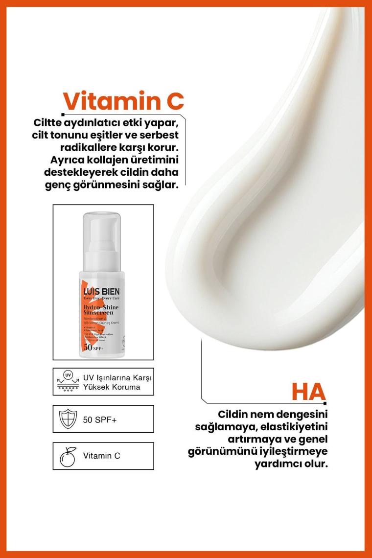 Luis Bien Nemlendiren ve Işıltı Veren Güneş Kremi Spf 50+