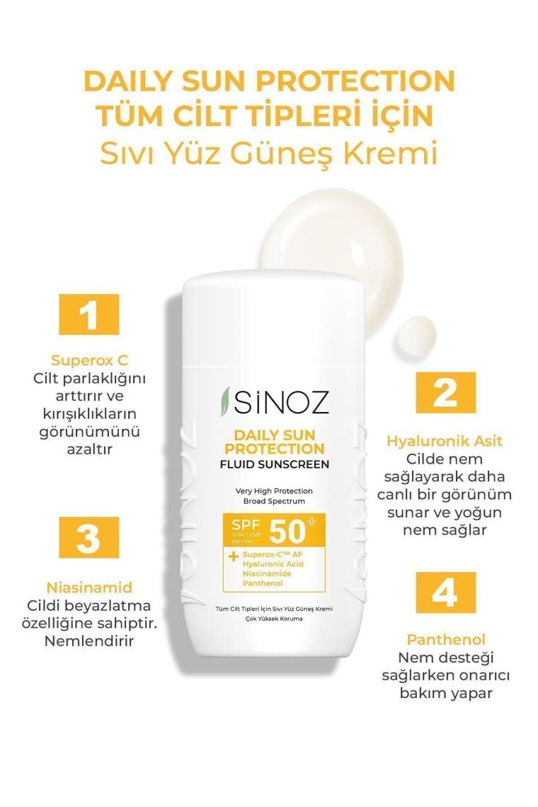 Spf50 Günlük Kullanım Sıvı Yüz Güneş Kremi - Yeni Nesil Güneş Filtreleri Ile Hibrit Formül 50ml