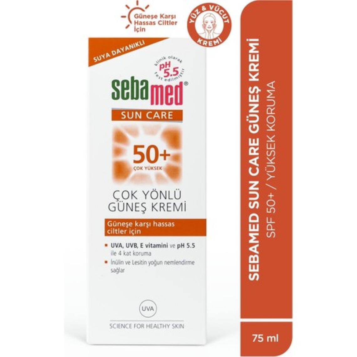 Sun Care UVA / UVB Filtresi ve E Vitamini Üçlü Yüksek Koruma Çok Yönlü Güneş Kremi 50 SPF 75 ml