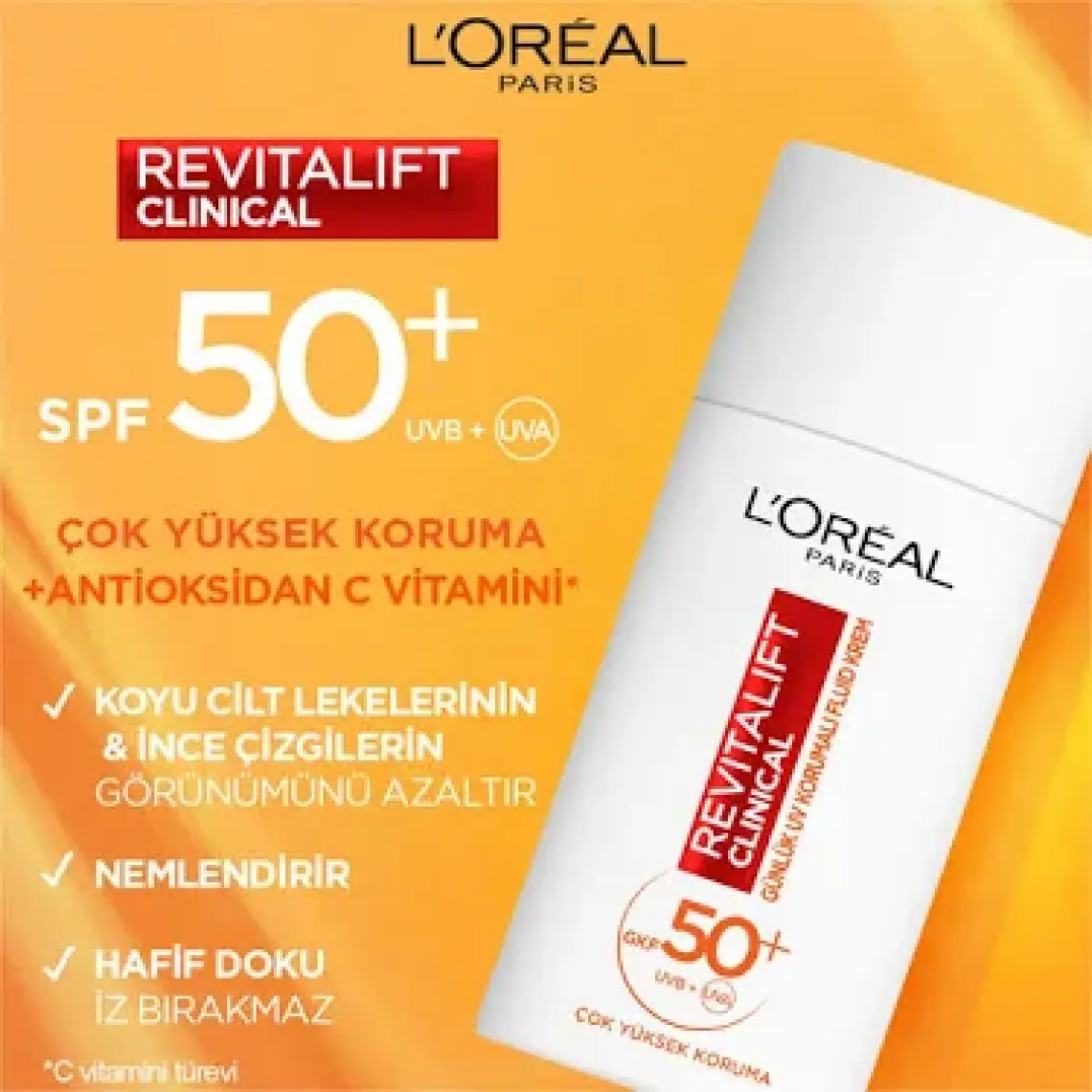 L'Oréal Paris Revitalift Clinical Spf 50+ Günlük Yüksek Uv Korumalı Yüz Güneş Kremi 50ml