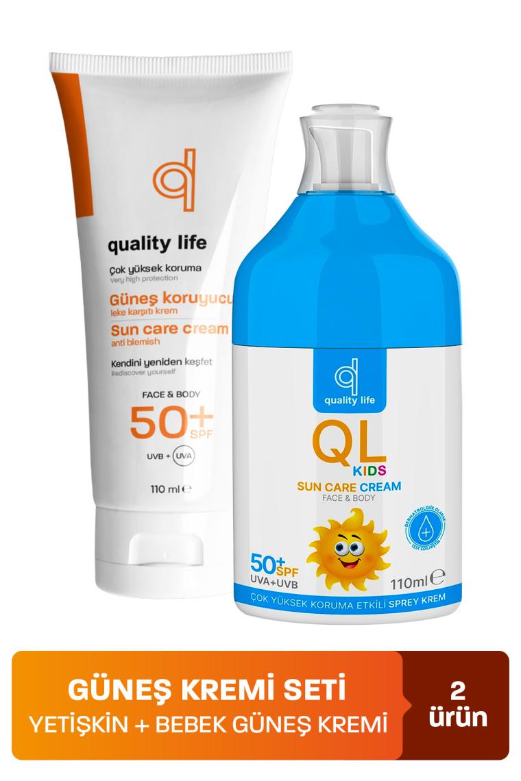 Quality Life Bebek ve Yetişkin Güneş Kremi Seti 50+ Faktör Leke Karşıtı 110 ml