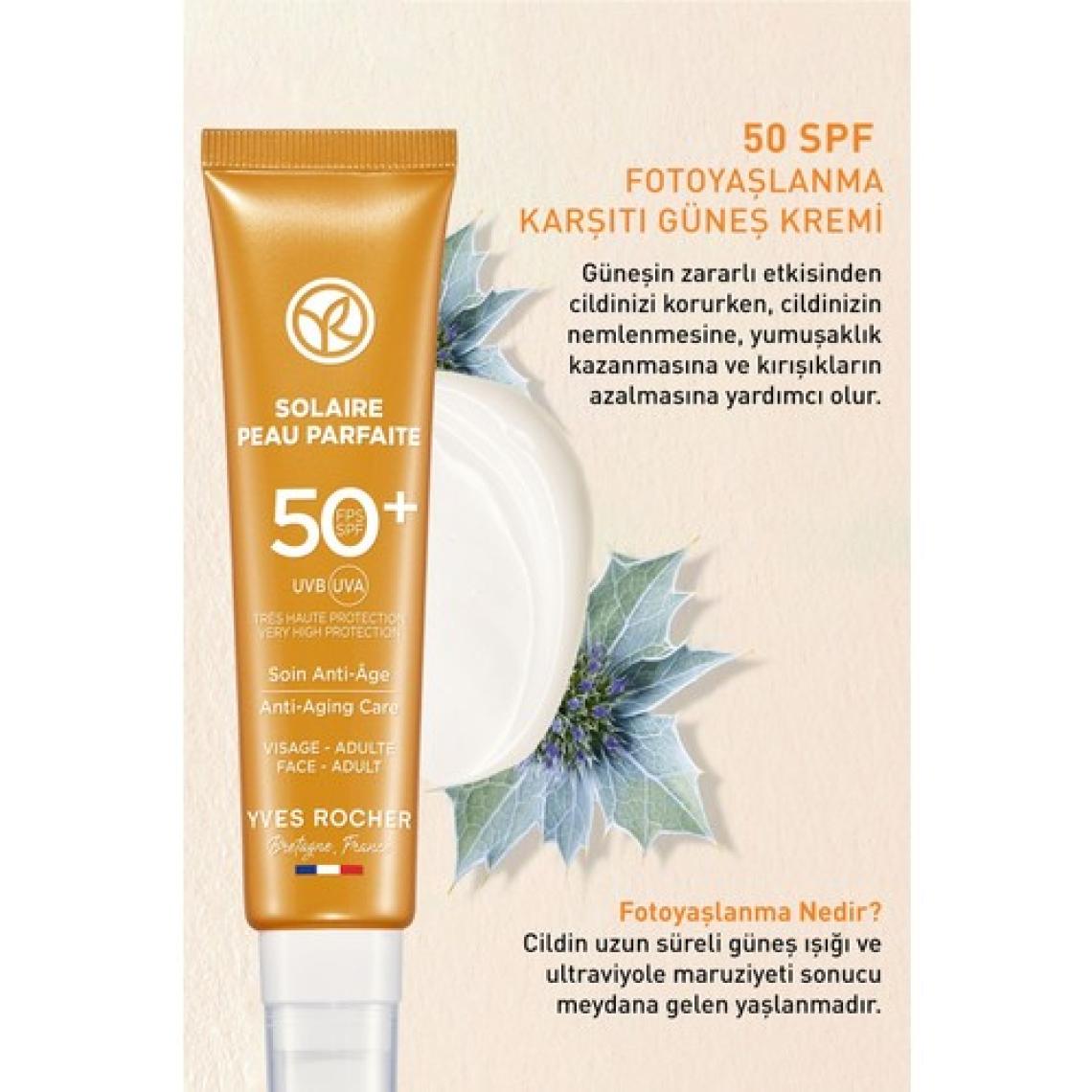 Yves Rocher Spf 50 Yüksek Korumalı Fotoyaşlanma Ve Leke Karşıtı Yüz Güneş Kremi/solaire Peau Parfaite-40 ml