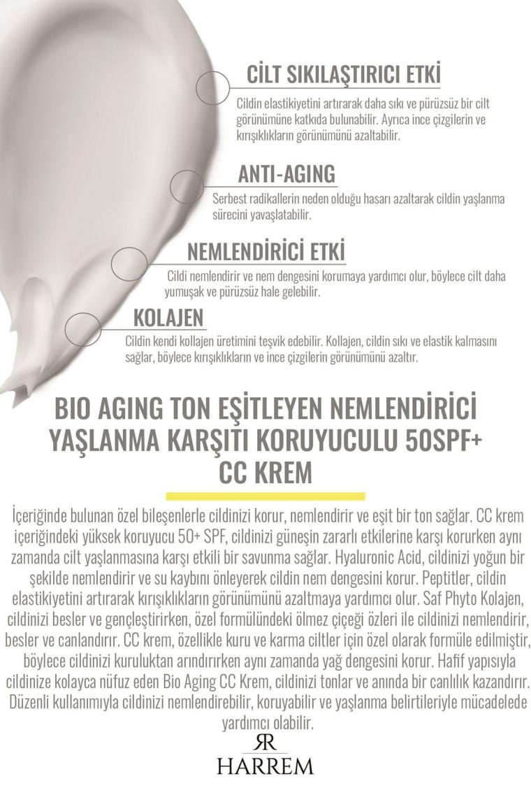 Bio Aging Ton Eşitleyen Nemlendiricili Yaşlanma Karşıtı Yüksek Koruyuculu 50 Spf Cc Krem 50 ml
