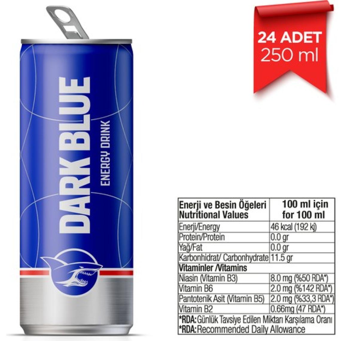Dark Blue Enerji İçeceği, 250 ml (24'lü Paket, 24 adet x 250 ml)