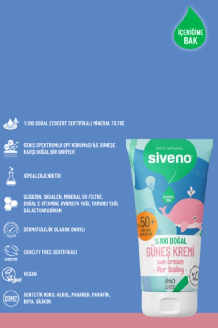 %100 Doğal Bebek Güneş Kremi- Leke Karşıtı Antioksidan Nemlendirici Bitkisel Vegan Uva Uvb 50spf