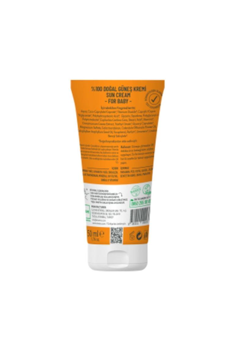 %100 Doğal Bebek Güneş Kremi- Leke Karşıtı Antioksidan Nemlendirici Bitkisel Vegan Uva Uvb 50spf