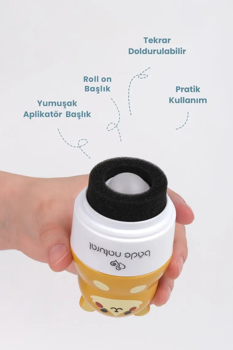 Bade Natural Güneş Koruyucu Losyon Aplikatörü Kedi Figürlü Doldurulabilir Roll On 110 ml