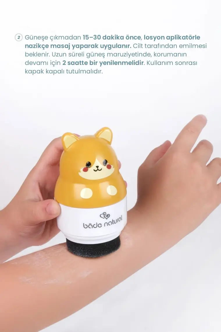 Bade Natural Güneş Koruyucu Losyon Aplikatörü Kedi Figürlü Doldurulabilir Roll On 110 ml