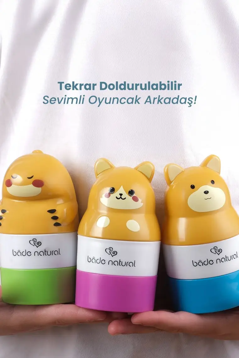 Bade Natural Güneş Koruyucu Losyon Aplikatörü Kedi Figürlü Doldurulabilir Roll On 110 ml