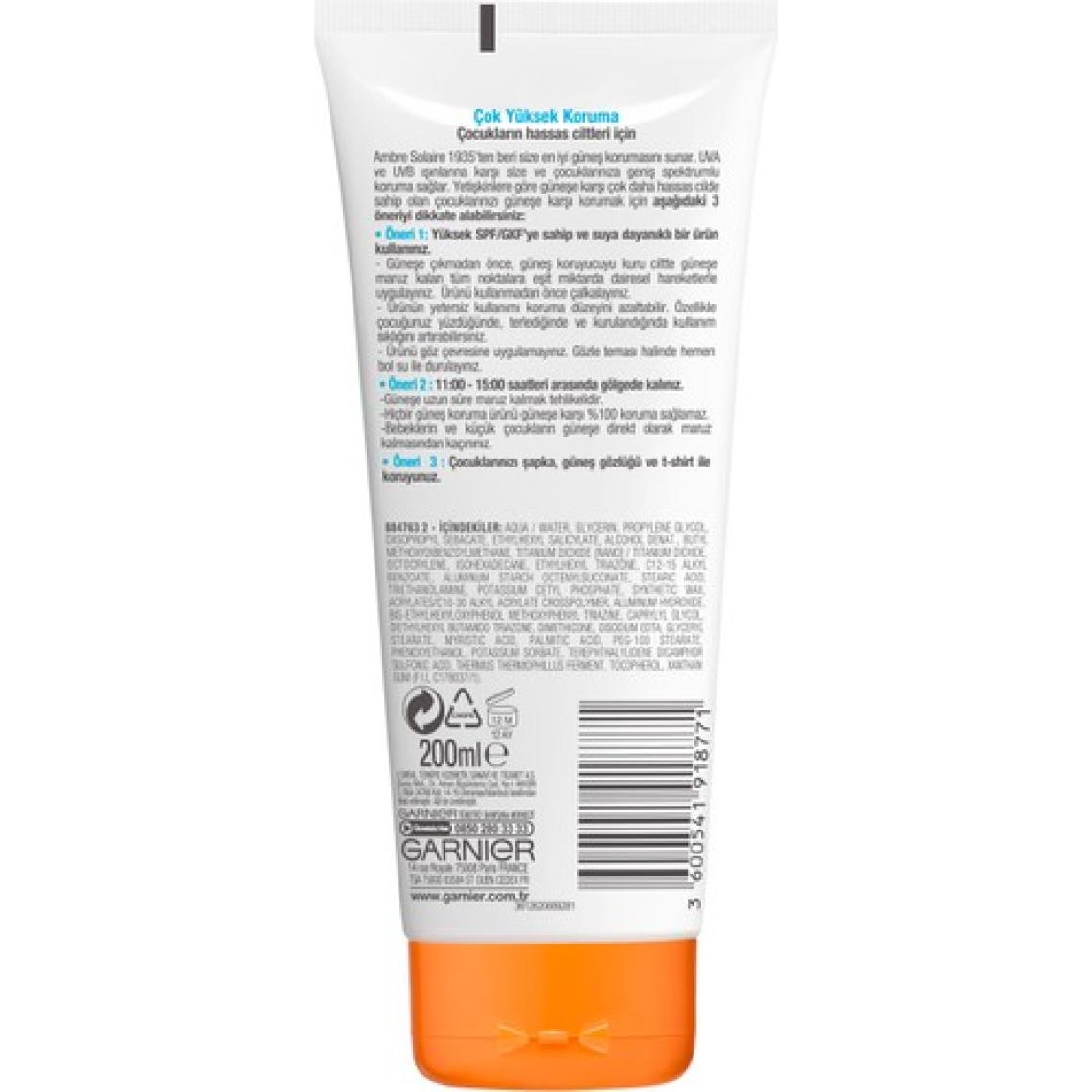 Garnier Ambre Solaire Sensitive Advanced Çocuk Sütü GKF50+200 Ml