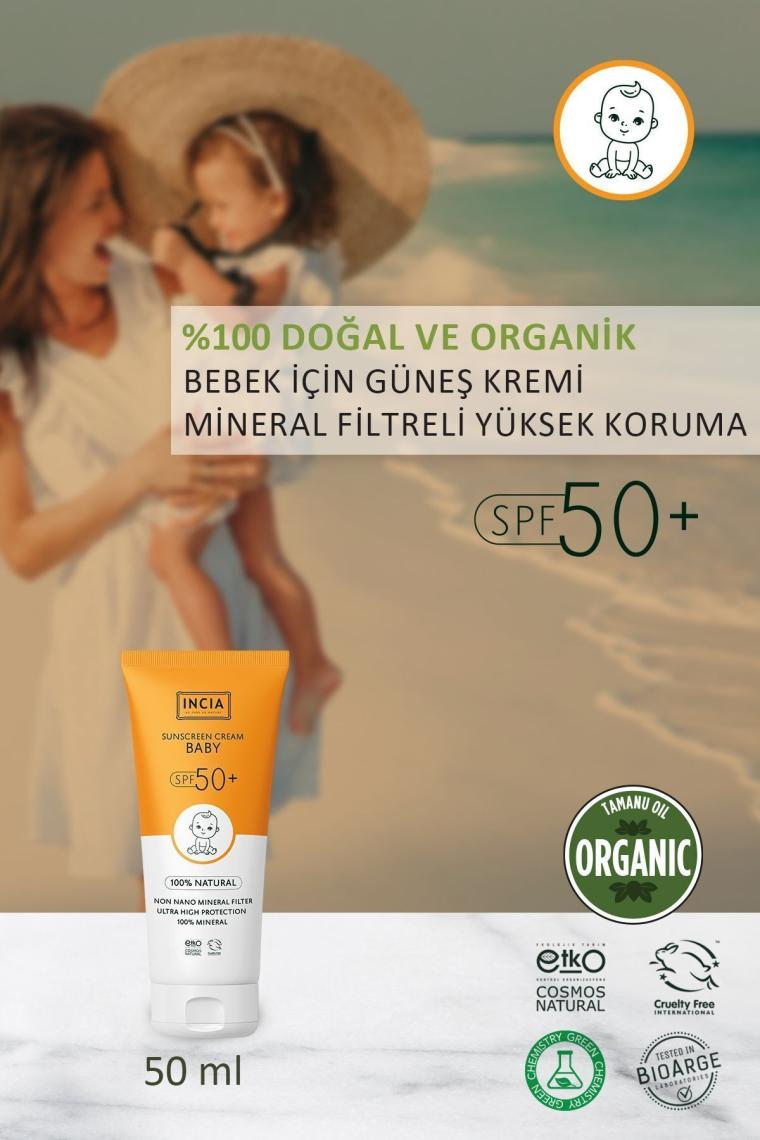 %100 Doğal Bebek Güneş Kremi-leke Karşıtı Mineral Filtreli Yüksek Koruma 50spf Uva Uvb 50ml