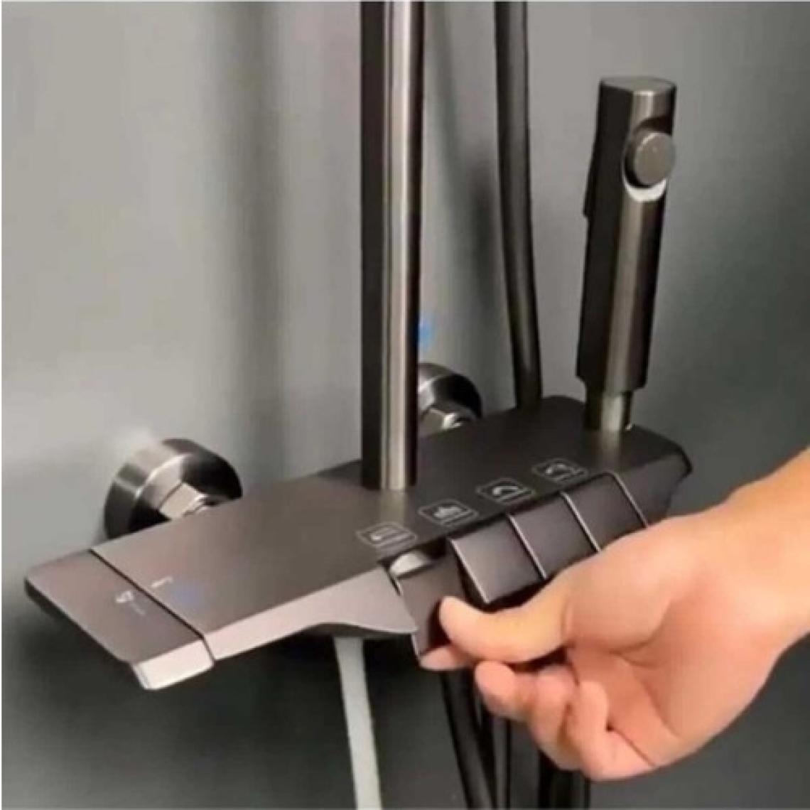 Fleko Gri Renk, Yeni Nesil Robot, Kare Tepe Duş Seti Piyano Model Şattaflı