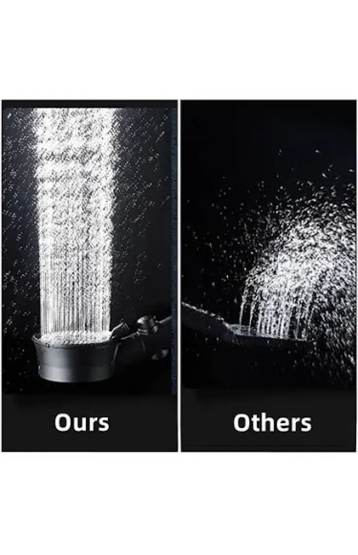 FAWER Faucet & Shower Siyah Turbo 5 Fonksiyonlu Pervaneli Mafsallı Duş Seti Duş Başlığı