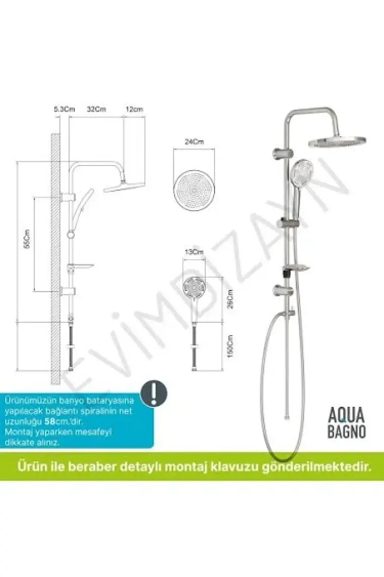 Aqua Bagno Largo - Tepe Robot Duşu Seti-Krom
