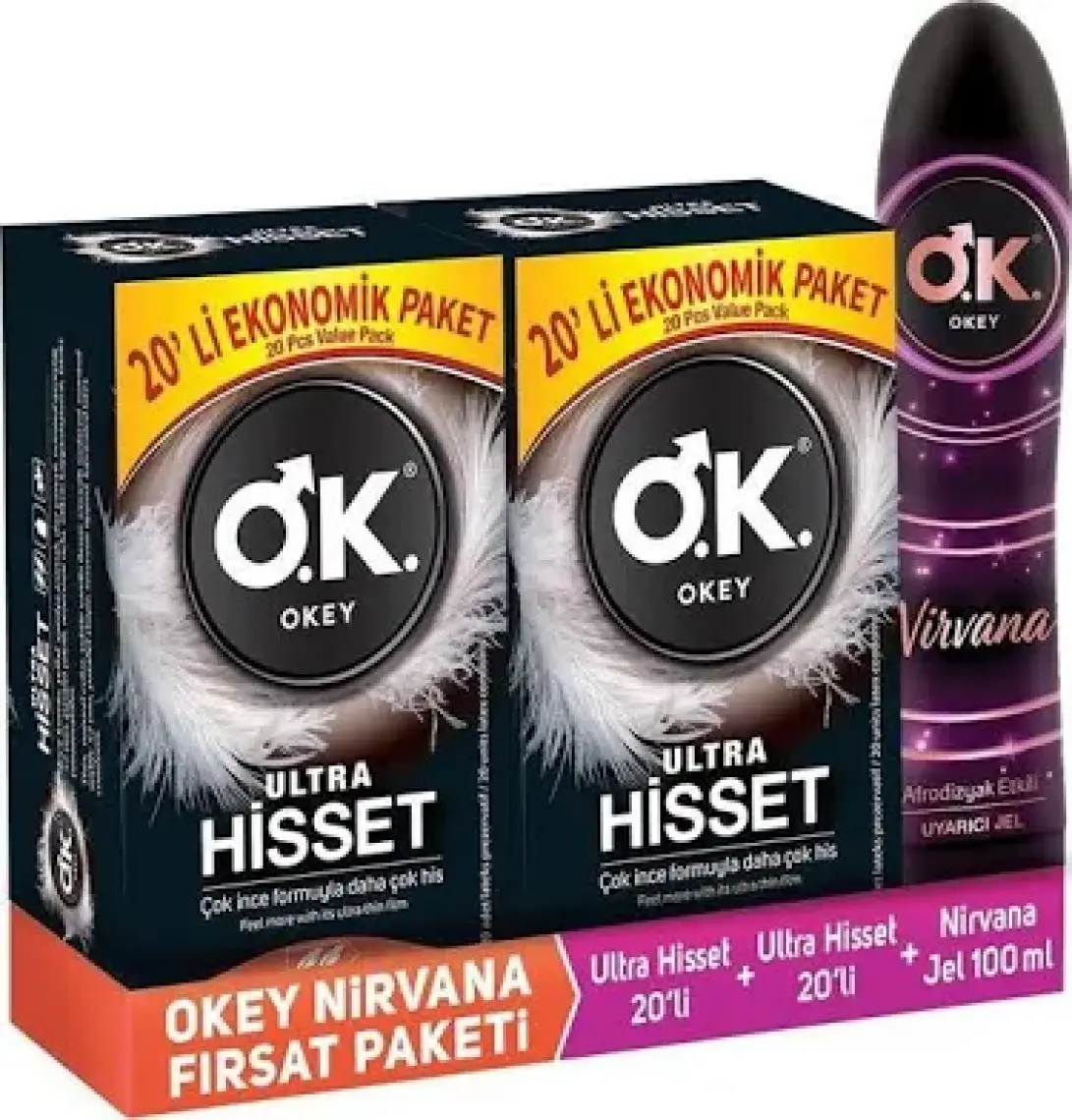 Okey Ultra Hisset 40'Lı Prezervatif & Okey Nirvana Jel 100 Ml Set
