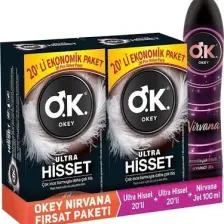 Okey Ultra Hisset 40'Lı Prezervatif & Okey Nirvana Jel 100 Ml Set