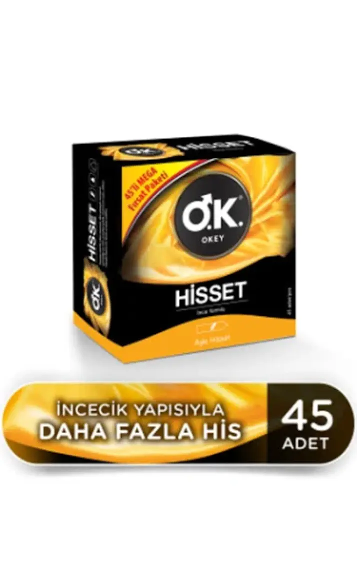 Okey Hisset Prezervatif 45 Adet Aroma Bilgisi Yok Ekstra İnce Duyarlılık Avantaj Paketi