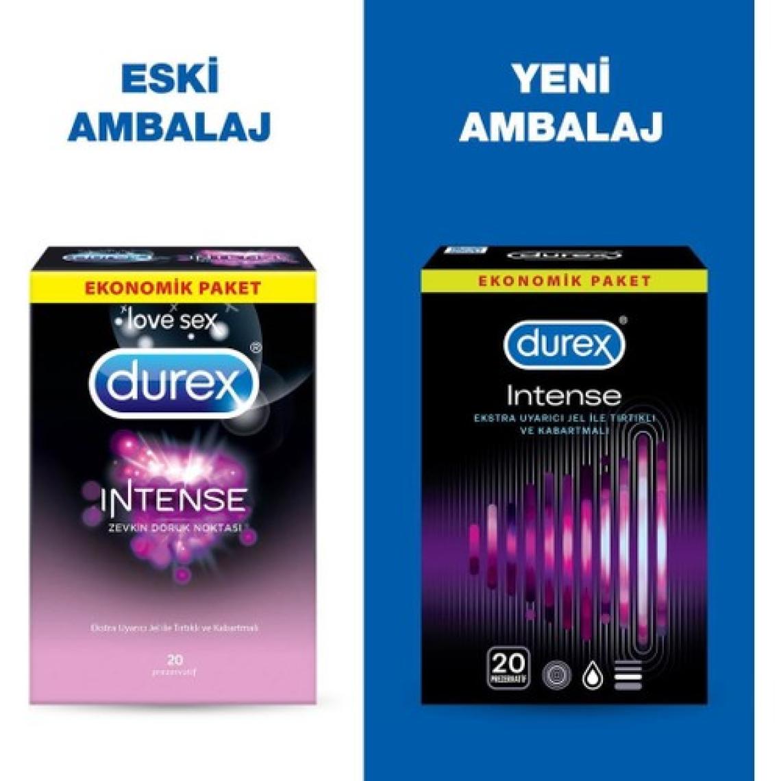 Durex Intense 20'li Uyarıcı Jelli ve Tırtıklı Prezervatif
