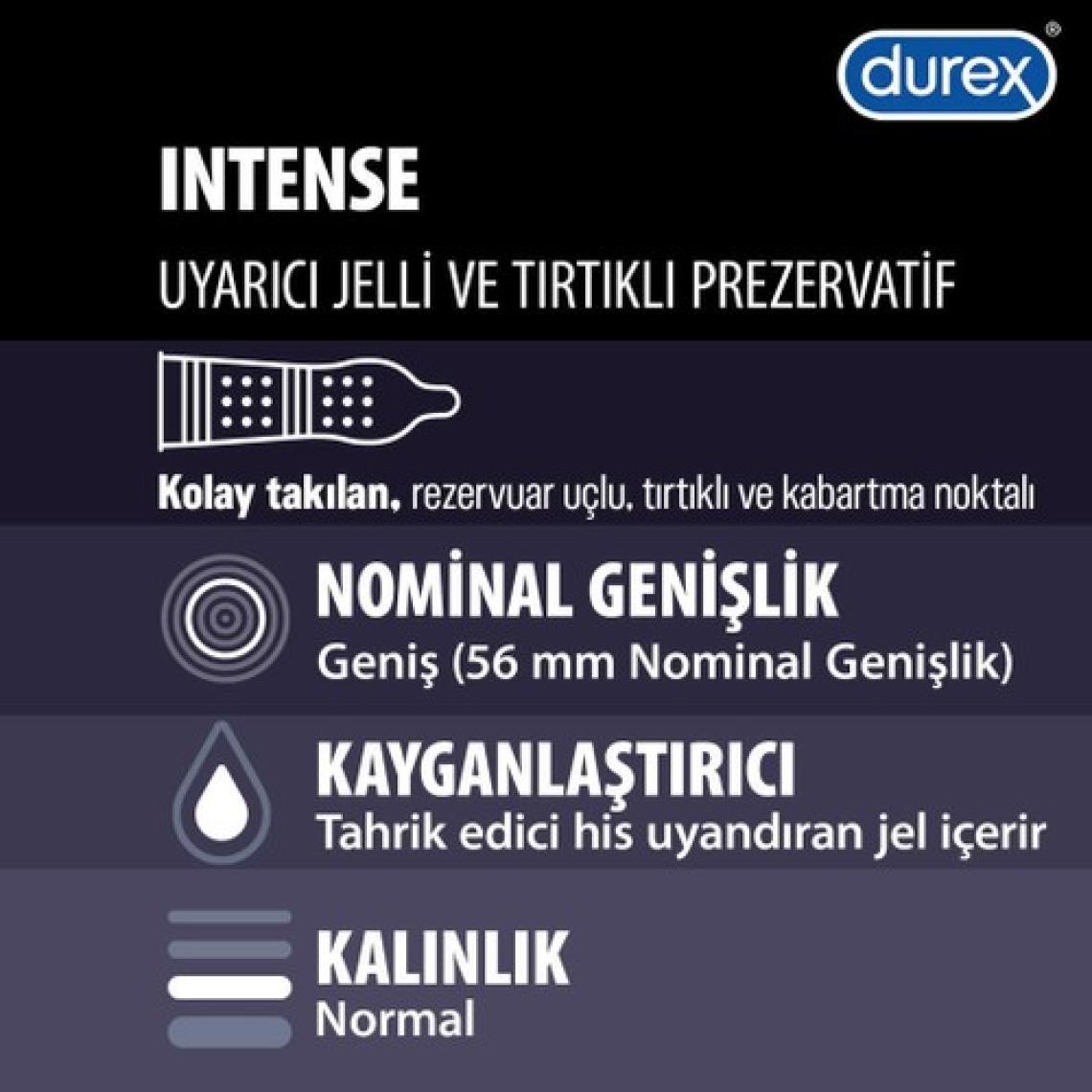 Durex Intense 20'li Uyarıcı Jelli ve Tırtıklı Prezervatif