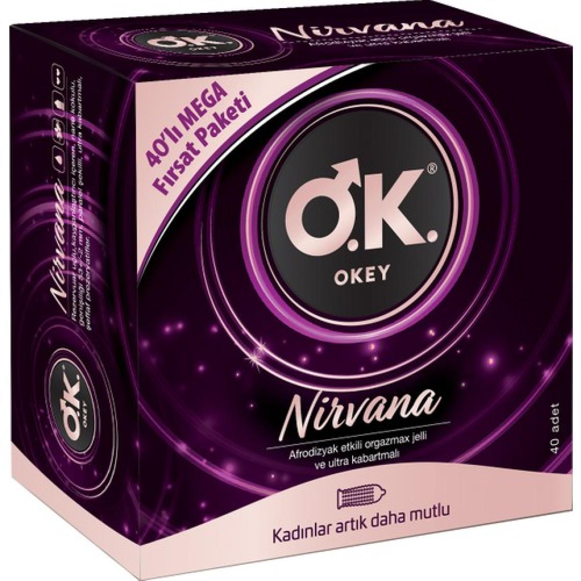 Okey Nirvana Prezervatif 40'lı Afrodizyak Etkili Jel ve Ultra Kabartmalı Yapı