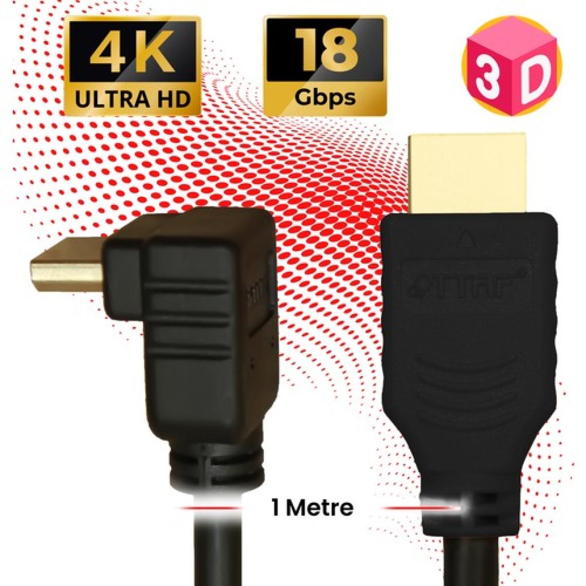 TTAF HDMI 2.0 4K Ultra Hd 60 Hz L Tipi Ses ve Görüntü Aktarım Kablosu 1 Metre