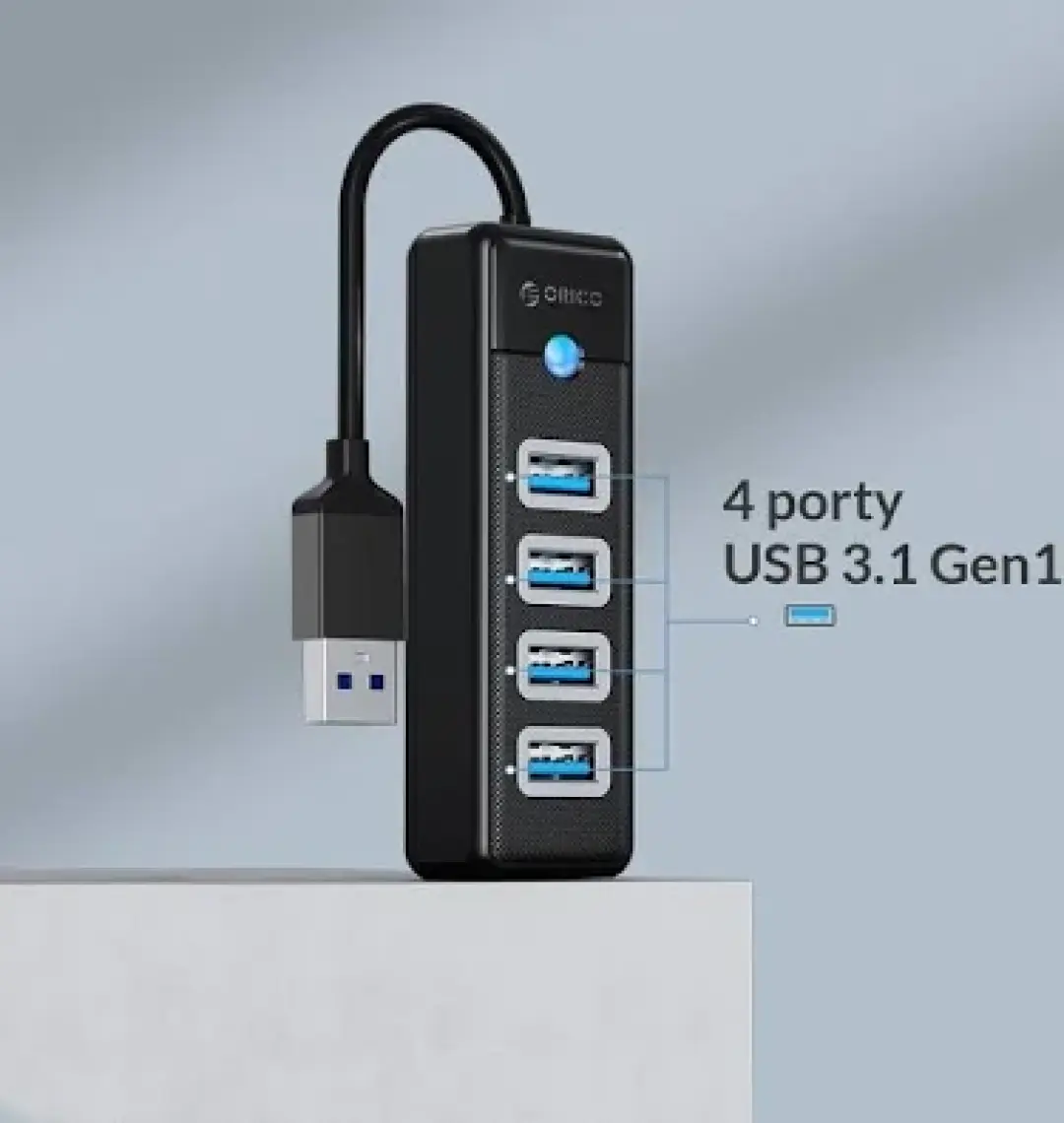 Orico USB 3.0 Hub 4 Portlu 5Gbps Tak Çalıştır Mavi 15cm