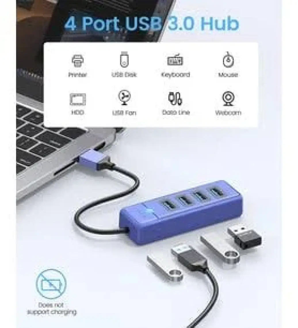 Orico USB 3.0 Hub 4 Portlu 5Gbps Tak Çalıştır Mavi 15cm