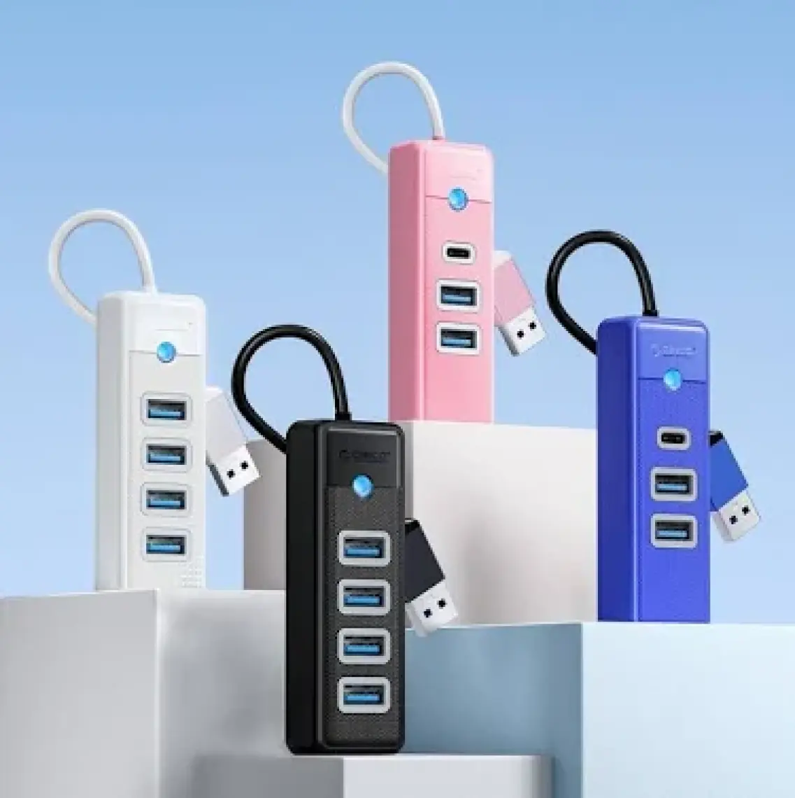 Orico USB 3.0 Hub 4 Portlu 5Gbps Tak Çalıştır Mavi 15cm