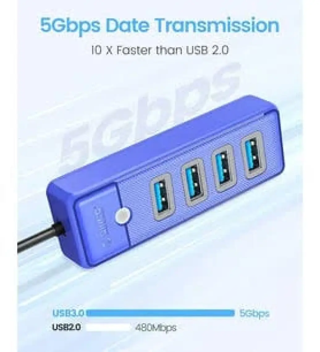 Orico USB 3.0 Hub 4 Portlu 5Gbps Tak Çalıştır Mavi 15cm