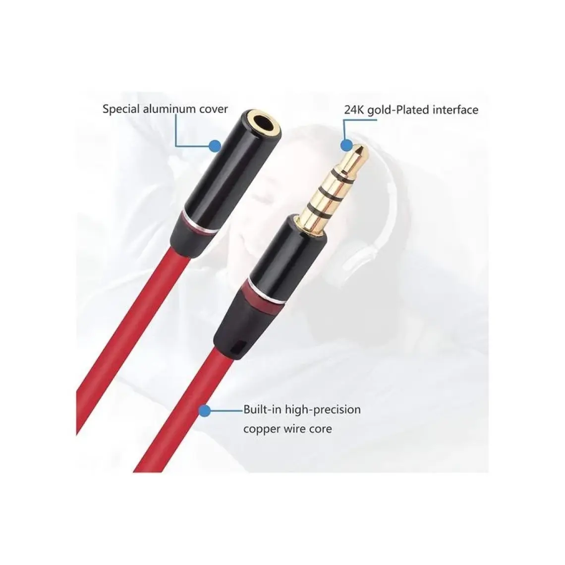 Boblov 120CM 4 Boğumlu 3.5mm Stereo Uzatma Kablosu 3,5 mm Erkek - Dişi Kablo 1.2 Metre