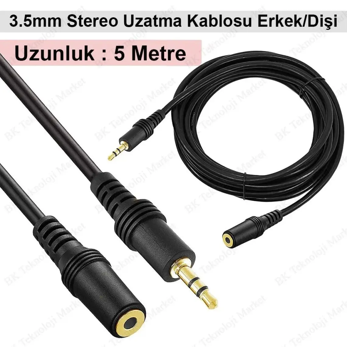 BK Teknoloji 3.5mm Stereo Aux-Kulaklık Ses Uzatma Kablosu Dişi/erkek 5metre