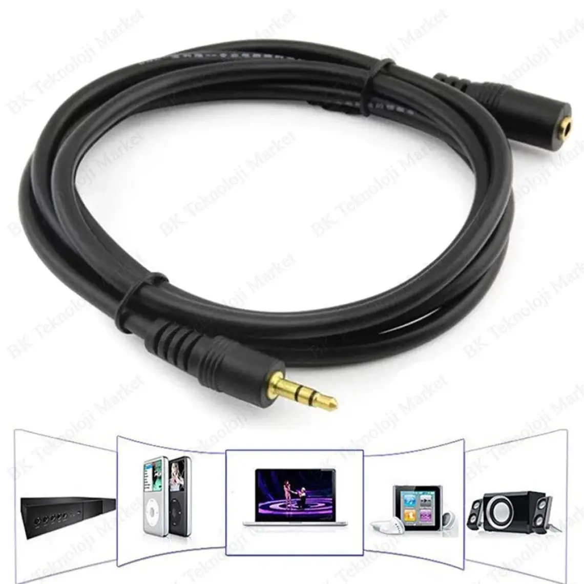 BK Teknoloji 3.5mm Stereo Aux-Kulaklık Ses Uzatma Kablosu Dişi/erkek 5metre
