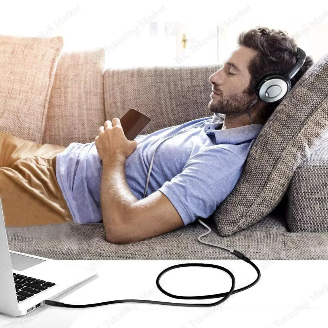 BK Teknoloji 3.5mm Stereo Aux-Kulaklık Ses Uzatma Kablosu Dişi/erkek 5metre