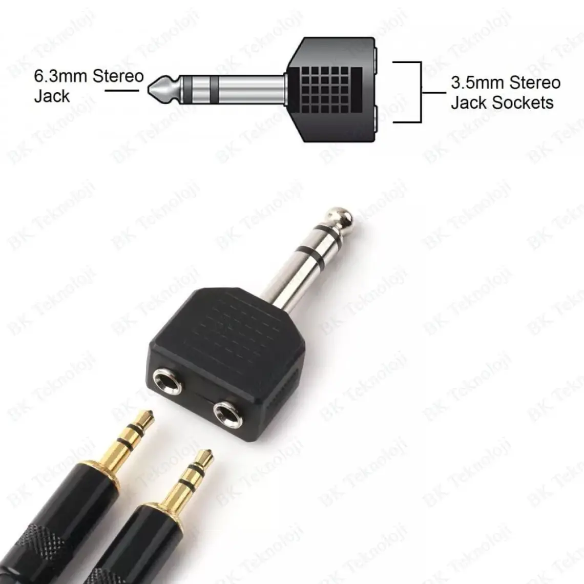 BK Teknoloji 6.35MM (1/4 Inç) Erkek To 2 x 3.5mm (1/8 Inç) Dişi Ses Adaptörü