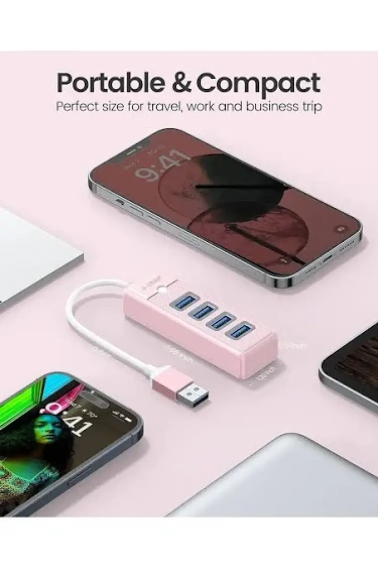Orico USB 3.0 Hub 4 Portlu 5Gbps Tak Çalıştır Pembe 15cm