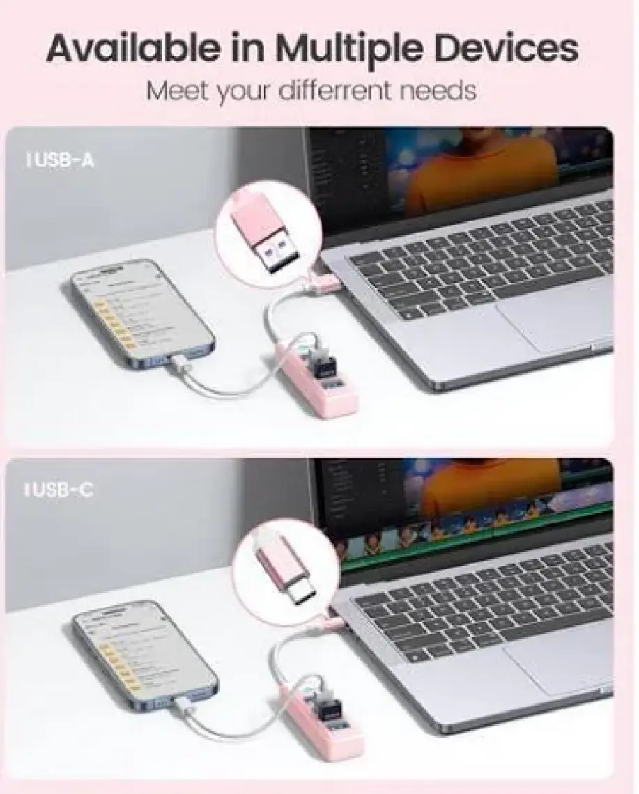 Orico USB 3.0 Hub 4 Portlu 5Gbps Tak Çalıştır Pembe 15cm