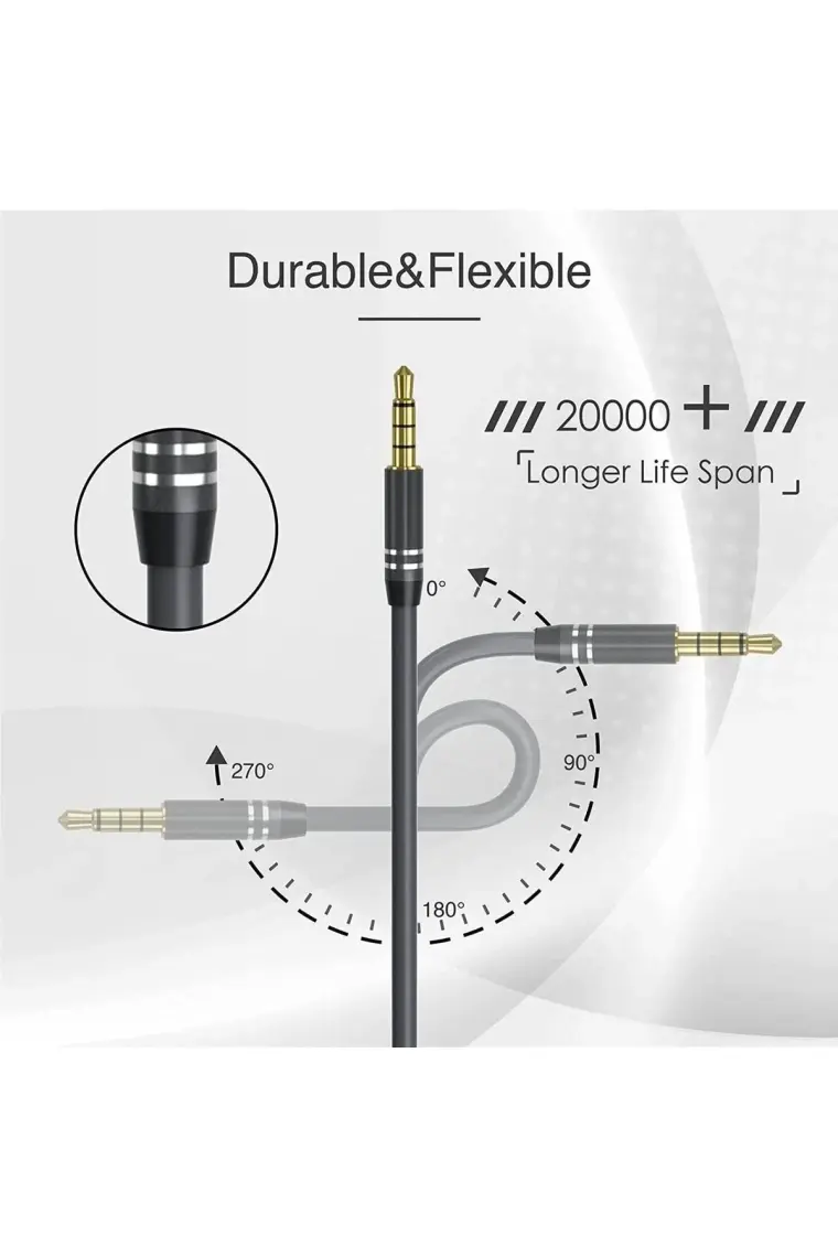 Boblov 4 Boğumlu 3.5mm Stereo Aux Kablosu 3,5 mm Erkek - Erkek Kablo 1 Metre