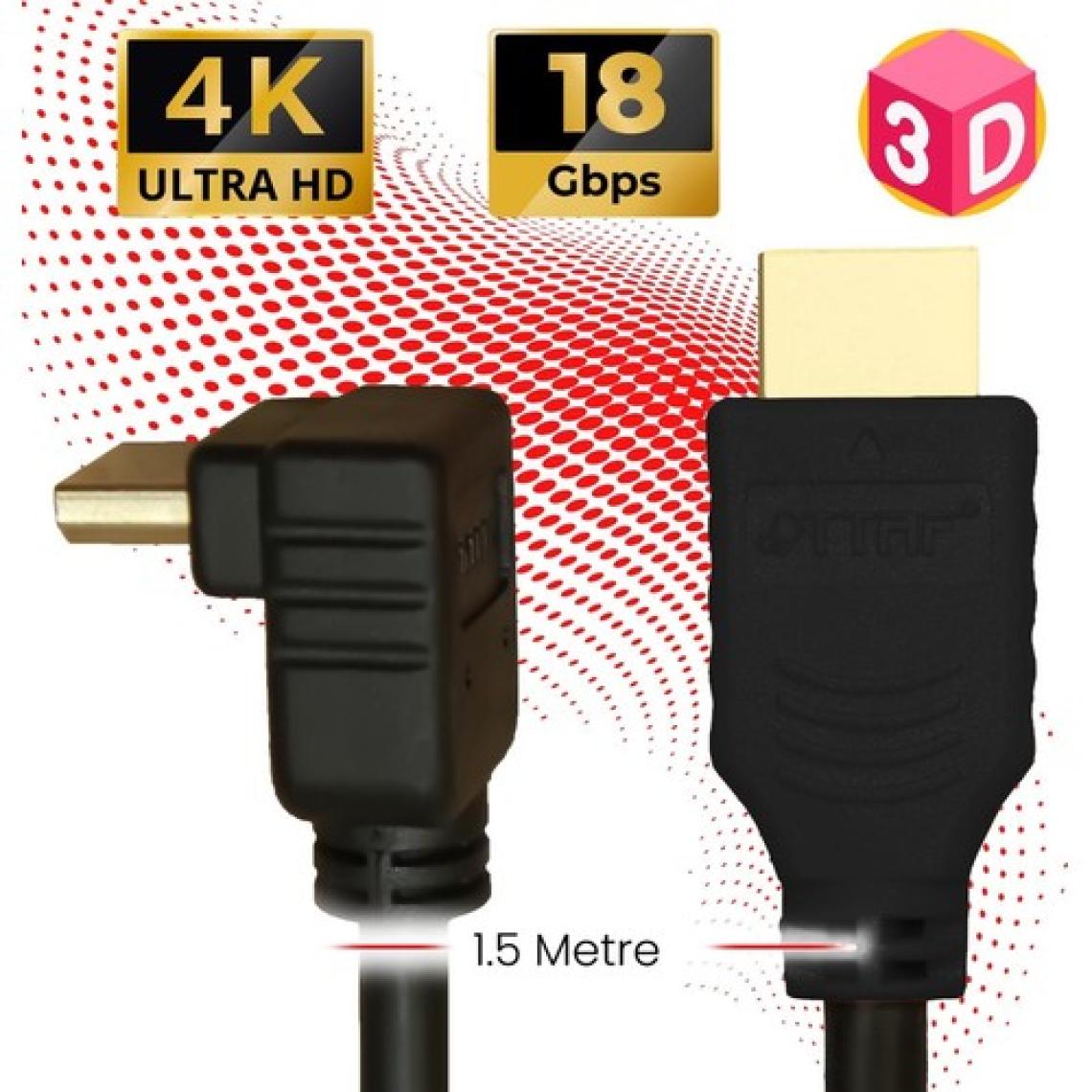 TTAF HDMI 2.0 4K Ultra Hd 60 Hz L Tipi Ses ve Görüntü Aktarım Kablosu 1,5 Metre