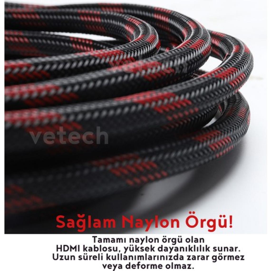 Vetech 3 Metre HDMI Kablo Full Hd Tv Monitör Uydu Alıcısı Pc Uyumlu HDMI Kablosu