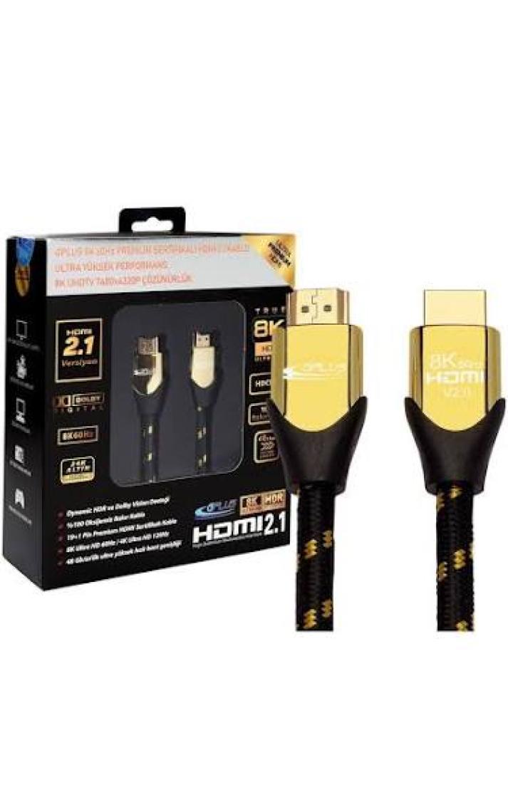 Gplus 8K60 8 Metre  HDMI 2.1 48 Gbps 8k Ultra Hd Premium Sertifikalı 8k 60Hz 4320P 4K 120Hz 2160P 26 Awg D-Hdr Hdcp 2.3 Earc Destekli 48 Gbps Ultra Yüksek Çözünürlüklü HDMI 2.1 Görüntü Kablosu