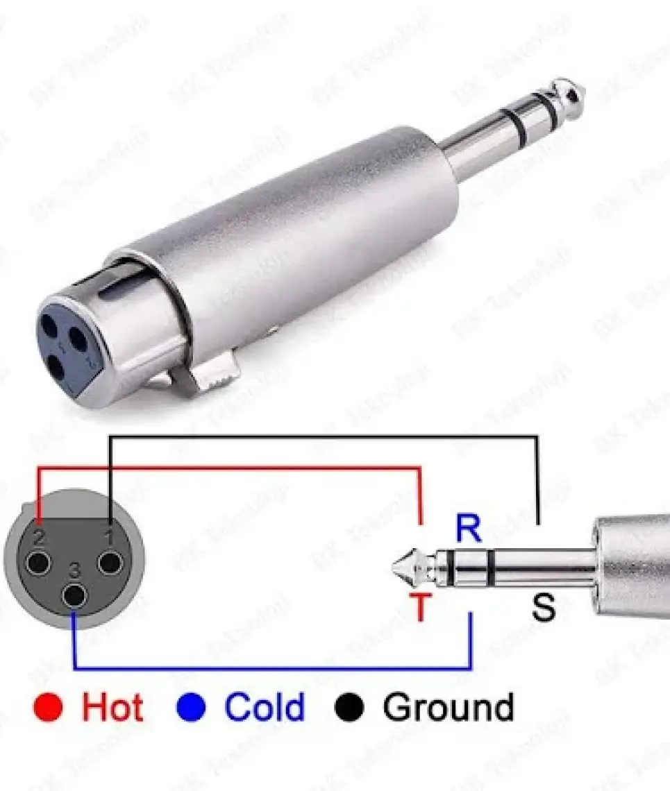 BK Teknoloji 3-Pin Xlr Dişi To 6.35MM Stereo Erkek Ses Kablosu Mikrofon Adaptörü