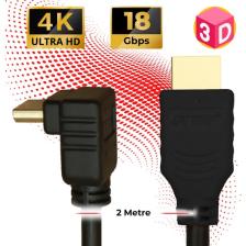 Ttaf HDMI 2.0 4K Ultra Hd 60 Hz L Tipi Ses ve Görüntü Aktarım Kablosu 2 Metre