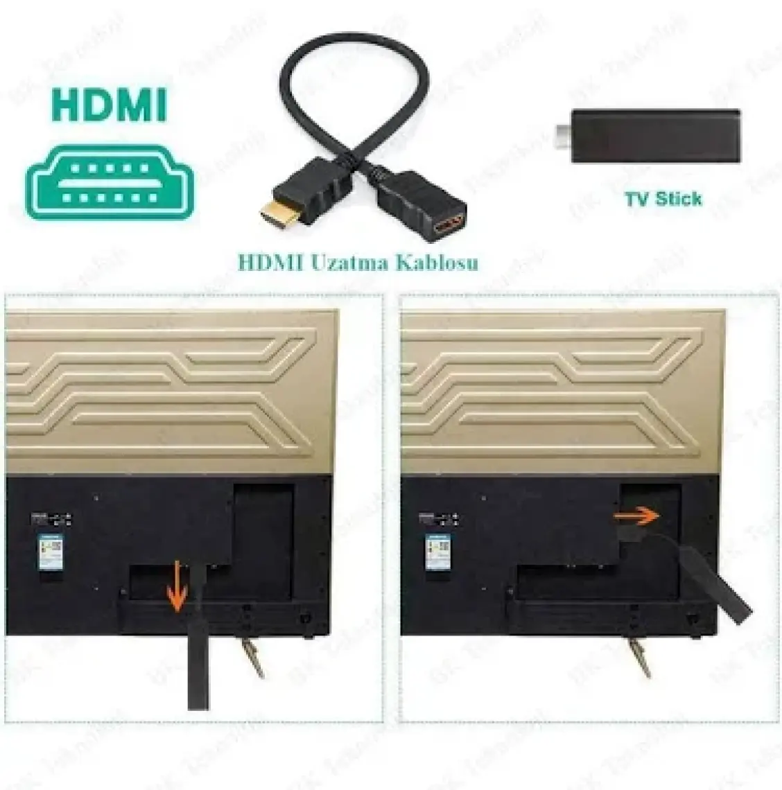 BK Teknoloji HDMI 1.4 Erkek-Dişi Kısa Uzatma Kablosu 3D Full Hd - 30CM